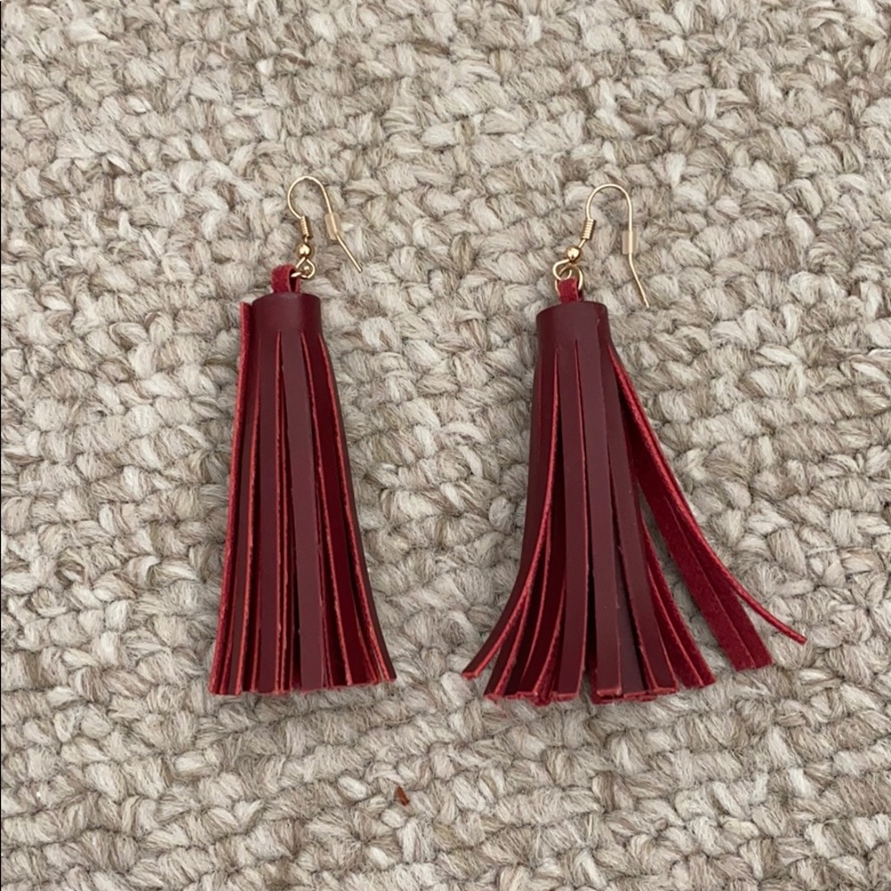 Burgundy colored earrings